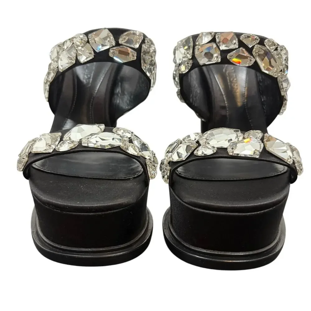 Alexander McQueen Platform Sandal Block Heel Rhinestone Party Evening Formal 8.5